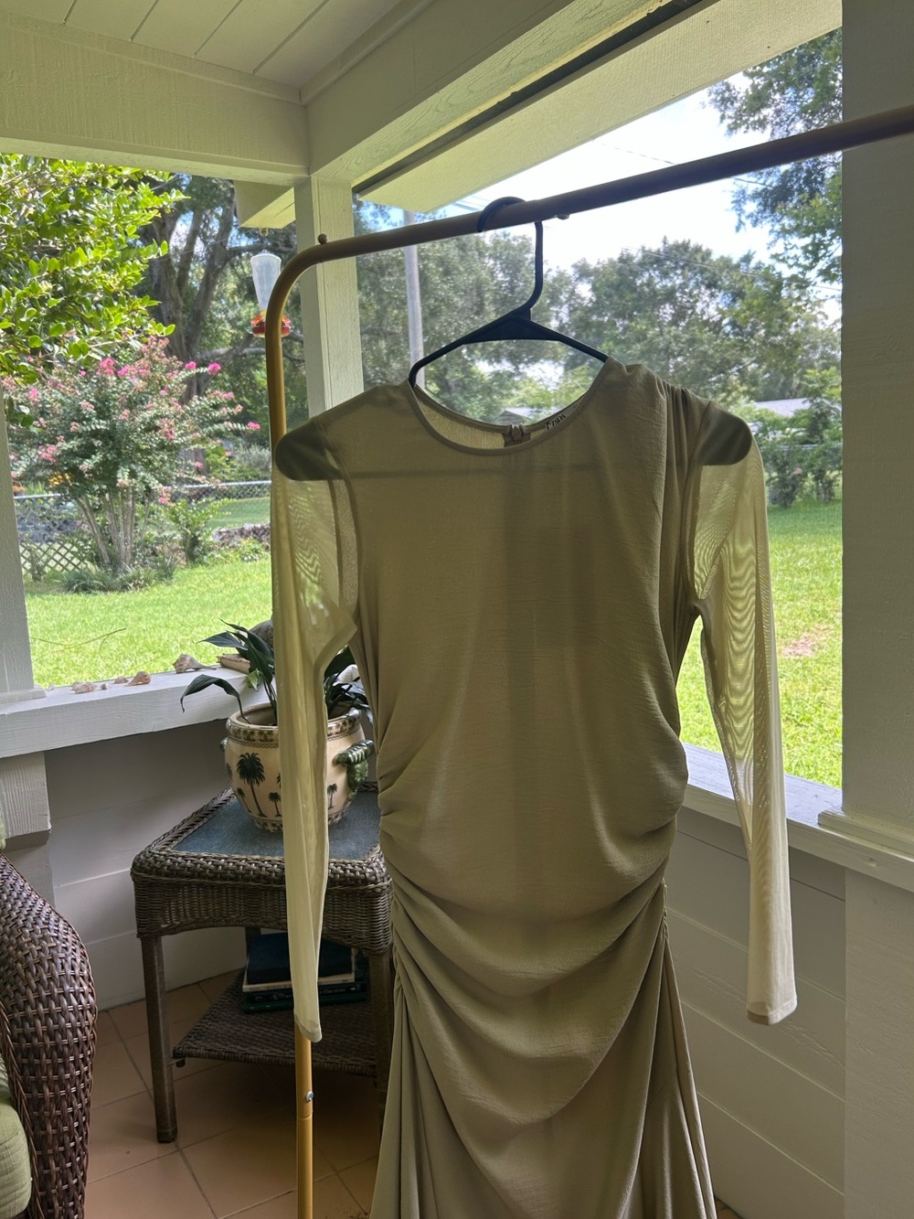 Zara Midi Dress Asymmetrical in Light Green